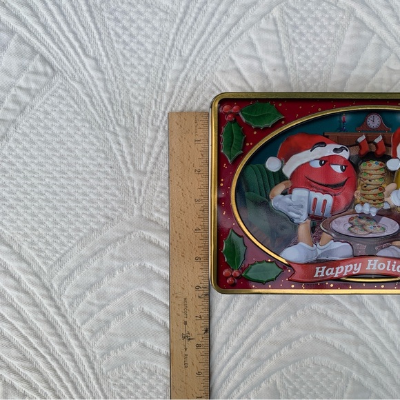 Vintage Lot M&Ms Xmas Christmas Cookie Candy Rectangular Tin Box Canister Contnr - Picture 9 of 11